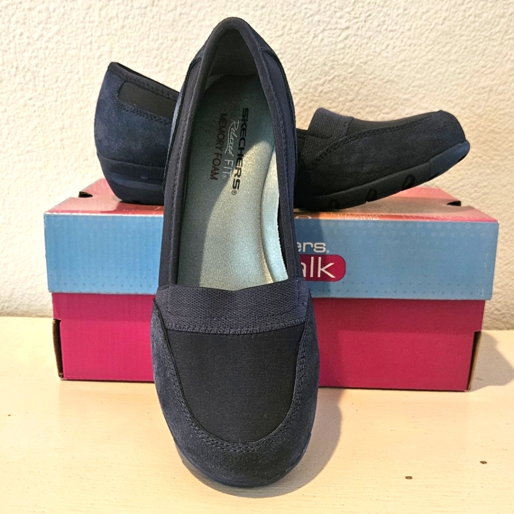 Barely Worn! - SKECHERS - Blue Suede And Stretch Fabric Slip-ons - Size 7